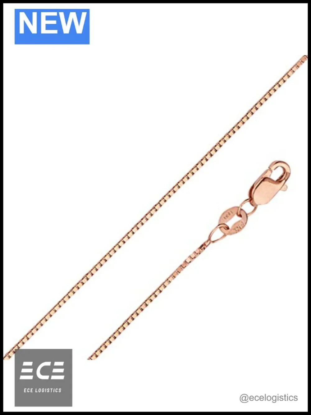 14k Gold Box Link Chain Necklace 0.8mm Solid Gold Lobster Clasp Adult